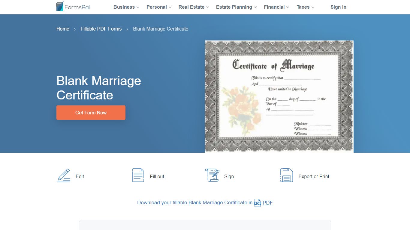 Blank Marriage Certificate ≡ Fill Out Printable PDF Forms Online